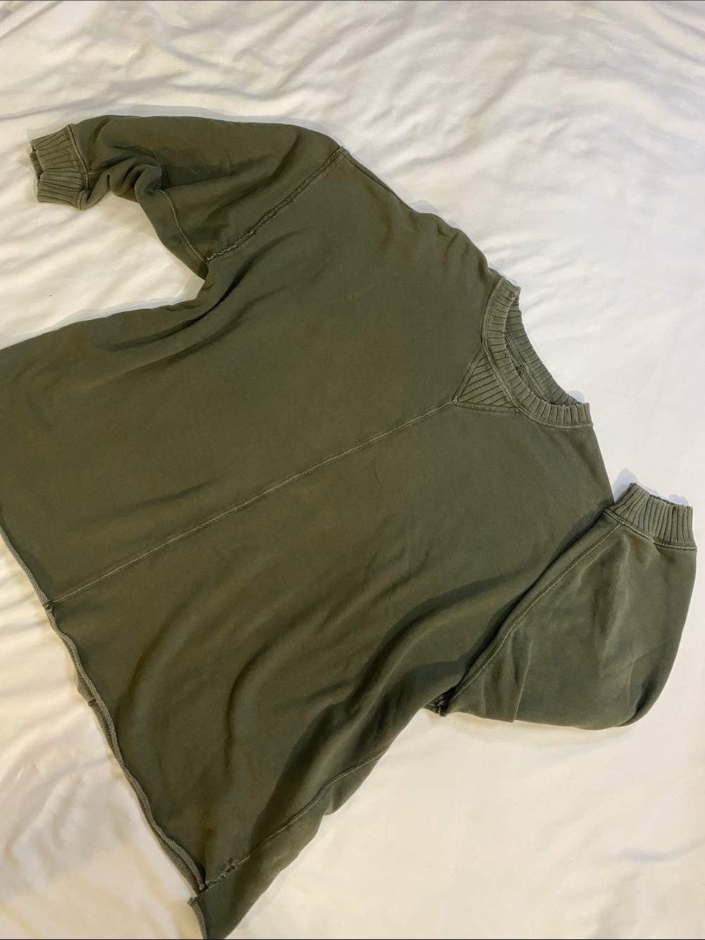 aerie Olive Green Knit Crewneck Sweatshirt